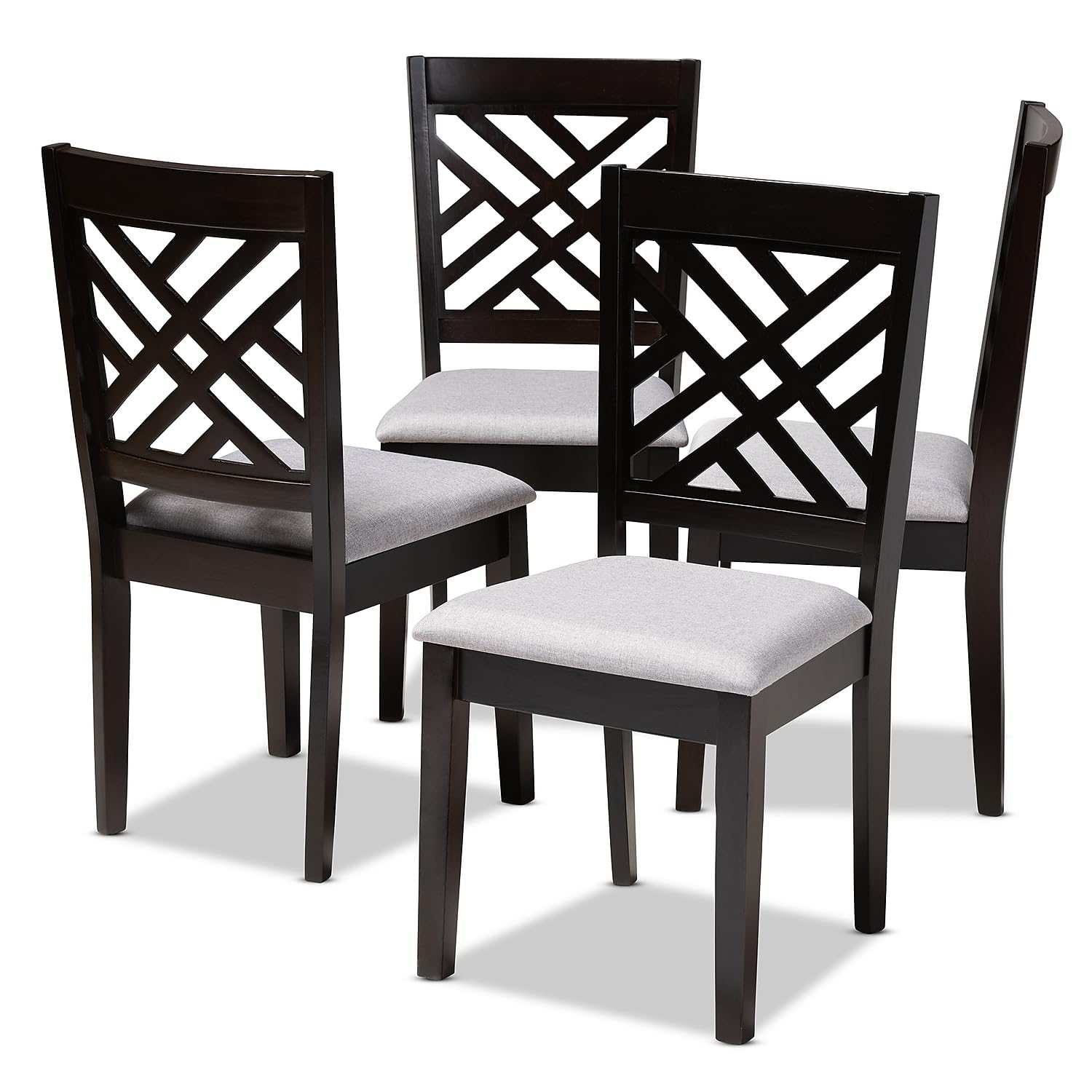 Baxton Studio Caron Contemporary Fabric Dining Chair, Gray and Espresso, 4/Pack (153-4P-9402-HiT)